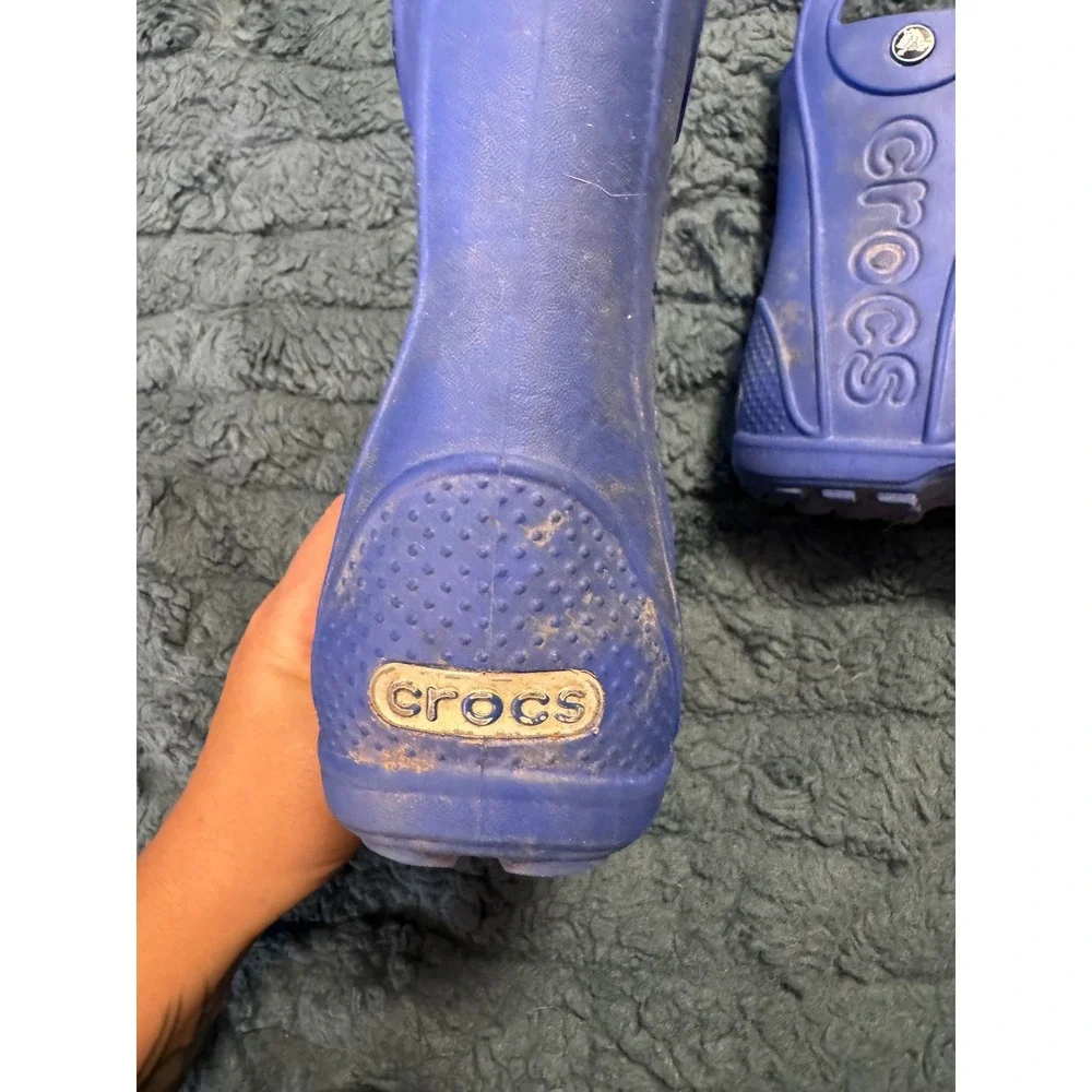 Crocs Kids Handle It Rain Boots Blue Waterproof Pull On C8 12803